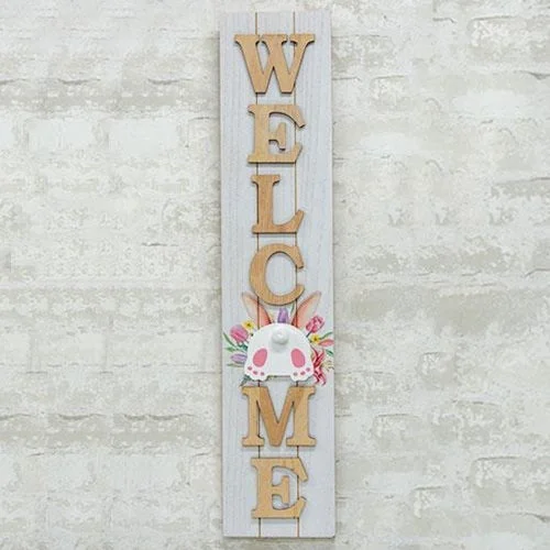 Bed skirts with a high - thread count for a quality feelEaster Bunny Butt Welcome Wood Sign