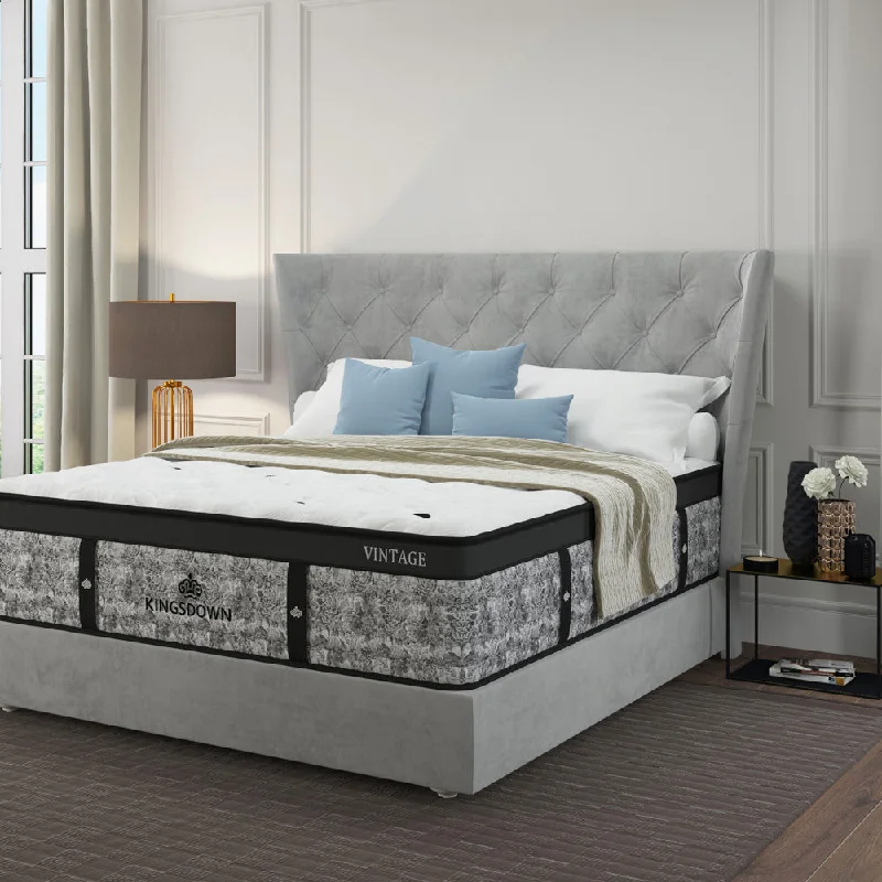 Gel - infused memory foam mattresses for cooler sleepKINGSDOWN VINTAGE Silver Sage Ultra Firm Tight Top