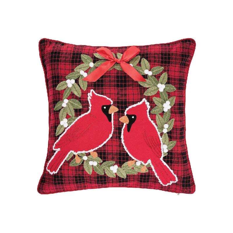 Lumbar Support Pillows for Car SeatsCardinal Plaid Wreath Pillow