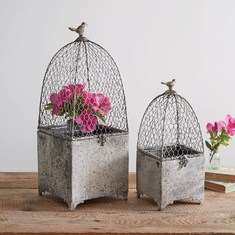 Floral - printed bed skirts for a feminine touchAged Victorian Wire Cloche Set