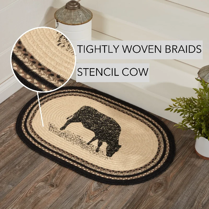 Bed skirts with a nautical themeSawyer Mill Charcoal Cow Jute Rug Oval w/ Pad 20x30