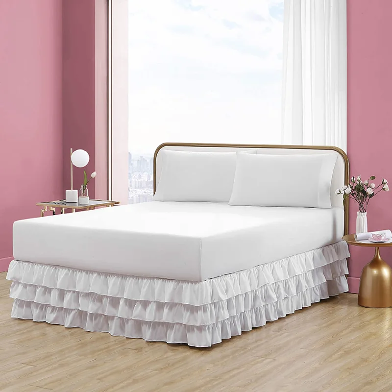 Linen bed skirts for a natural and rustic feelBetsey Johnson Solid Ruffled White Bedskirt