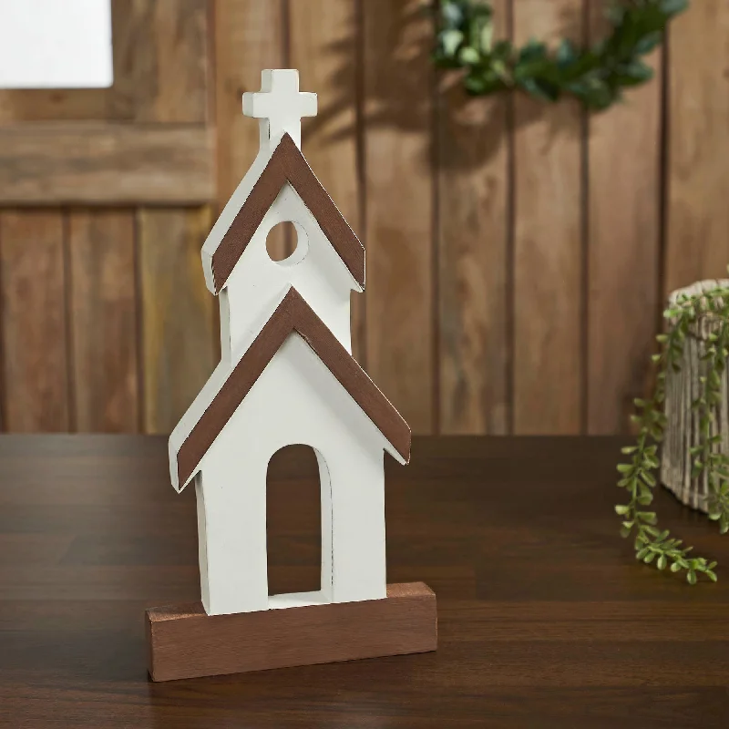 Bed skirts with a nautical themeBrown Roof White Church Wooden Figurine 12x6x1