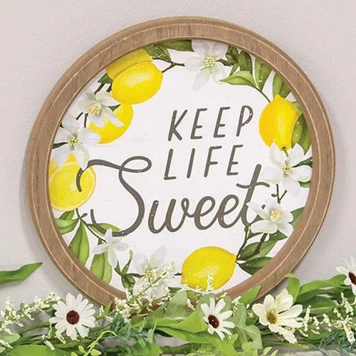 Bed skirts with a contemporary styleKeep Life Sweet Round Framed Sign