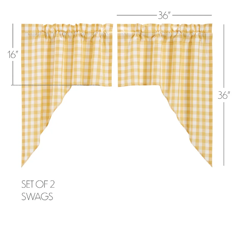 Bed skirts with a paisley print for an exotic feelAnnie Buffalo Yellow Check Swag Set of 2 36x36x16