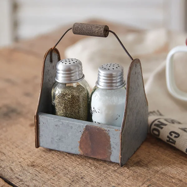 Bed skirts with a ruffled tiered designLunch Pail Salt and Pepper Caddy