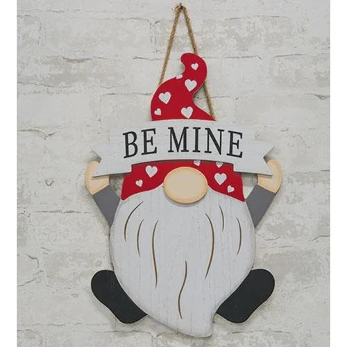 Bed skirts with a flannel material for a cozy winter optionBe Mine Gnome Hanging Wood Sign