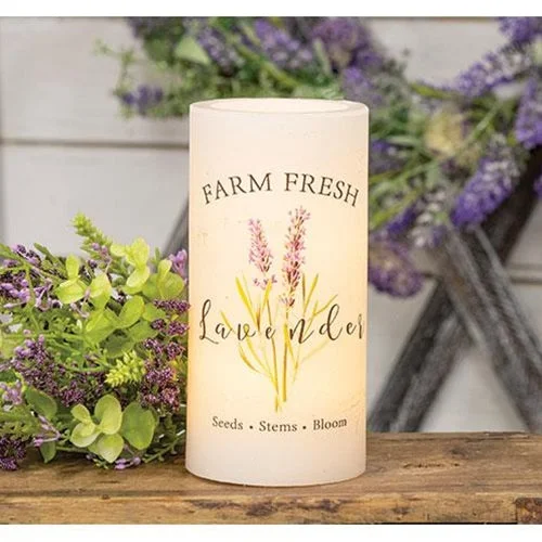 Bed skirts with a child - friendly printFarm Fresh Lavender LED Pillar 3"x6"