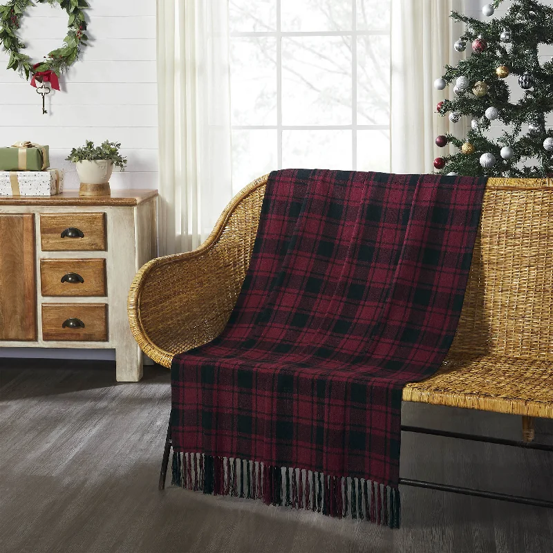 Back Support Pillows for Office ChairsCumberland Red Black Plaid Woven Throw 50"x60" VHC Brands