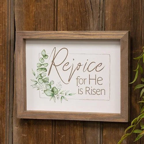 Bed skirts with a metallic thread for a touch of glamourRejoice for He Is Risen Framed Sign