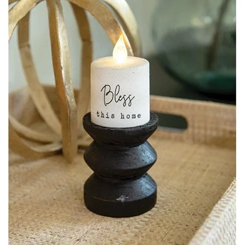 Bed skirts with a modern art - inspired printBlack Wooden Pillar Candle Holder 3.5" Tall