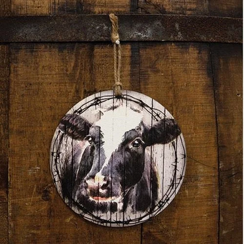 Bed skirts with a shabby - chic styleBeadboard Cow Portrait Ornament