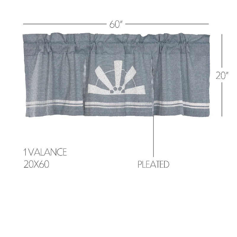 Bed skirts with a multi - colored patternSawyer Mill Blue Windmill Valance Pleated 20x60