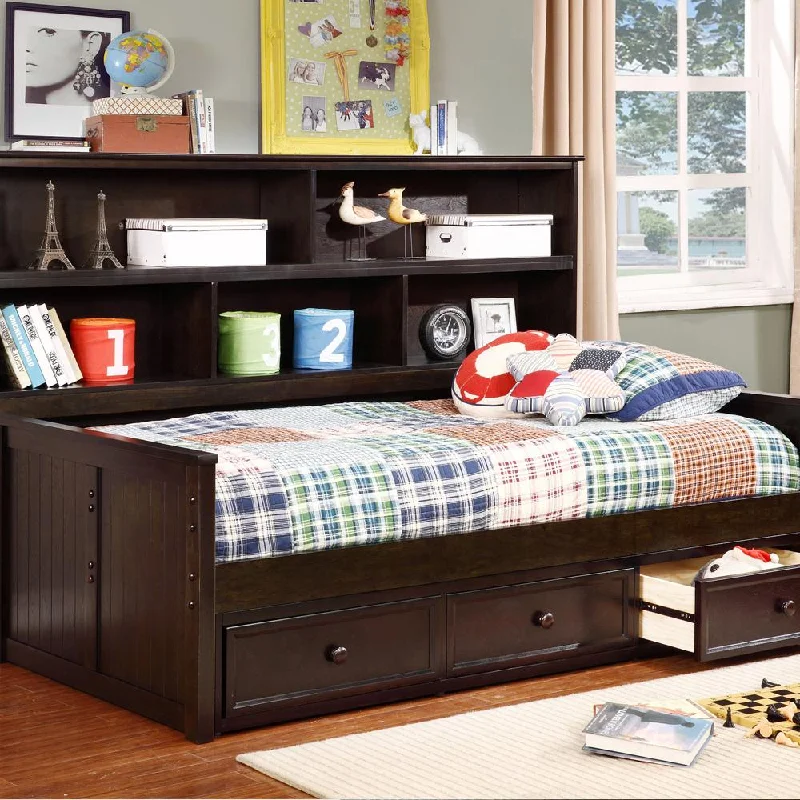 Wool - filled mattresses for natural insulation and moisture - wickingLakeshore Twin Sideways Bed with 3 Drawer Storage (Espresso) Wool - filled mattresses for natural insulation and moisture - wickingLakeshore Twin Sideways Bed with 3 Drawer Storage (Espresso)