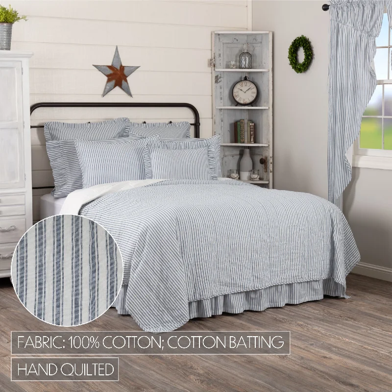 Bed skirts with a herringbone pattern for a sophisticated lookSawyer Mill Blue Ticking Stripe Twin Quilt Coverlet 68Wx86L Bed skirts with a herringbone pattern for a sophisticated lookSawyer Mill Blue Ticking Stripe Twin Quilt Coverlet 68Wx86L