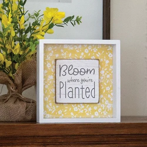 Bed skirts with a tropical print for a vacation - inspired feelBloom Where You're Planted Shadowbox Sign