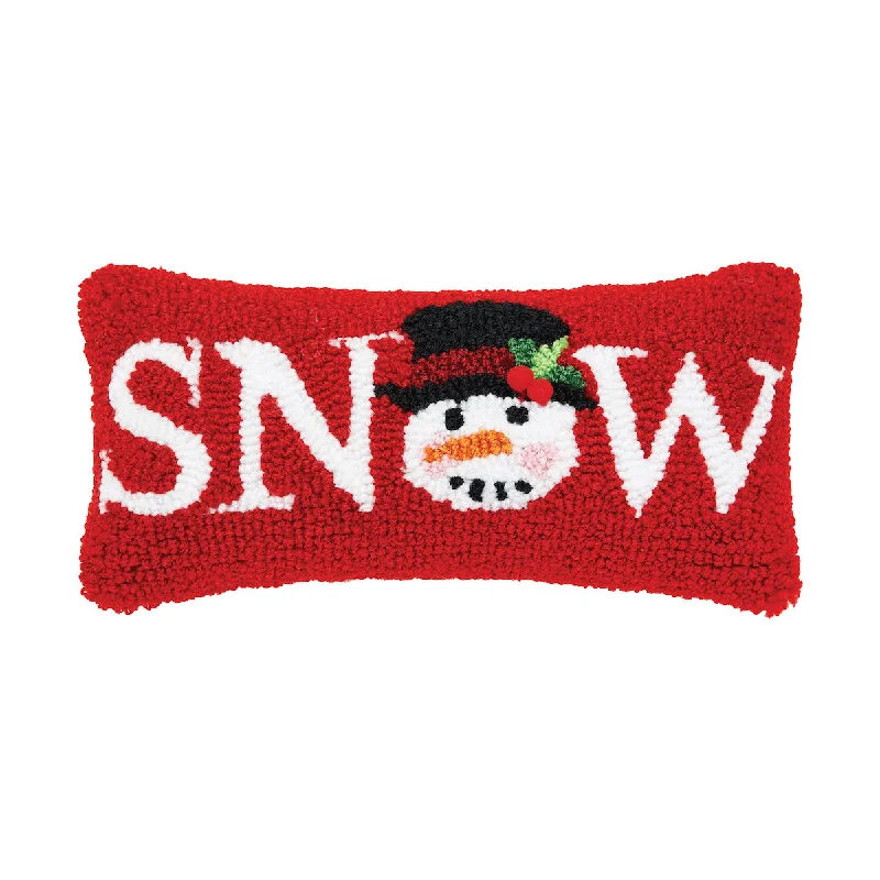 Round Pillows for Boho-Style InteriorsSnow Snowman Hooked Mini Pillow