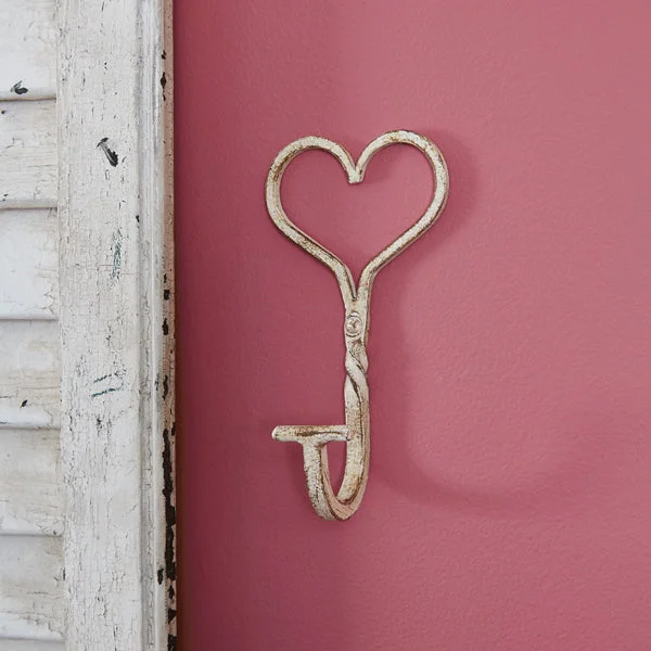 Queen - size bed skirts with ruffled edgesAged Cast Iron Heart Hook - Box of 4