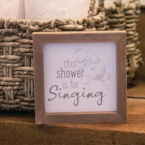 California king bed skirts for a larger bedThis Shower Is For Singing Framed Sign