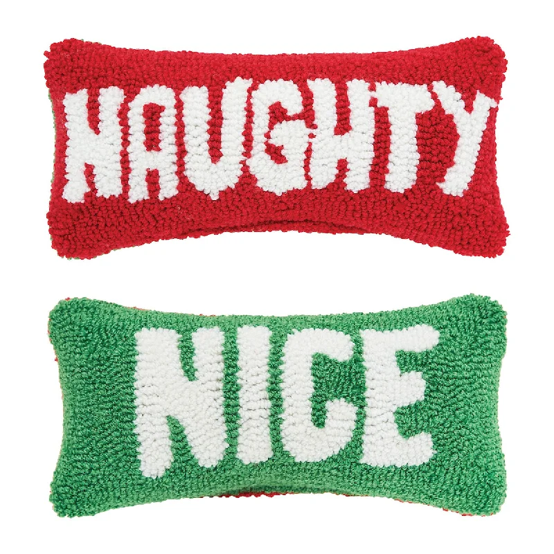 Silk Pillows for Smooth Skin and HairNaughty and Nice Hooked Mini Pillow