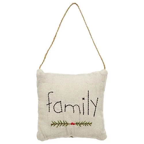 Bed skirts with a geometric cut - out designFamily Pillow Ornament