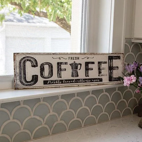 Bed skirts with a football - team - colored patternCoffee White Distressed Metal Sign