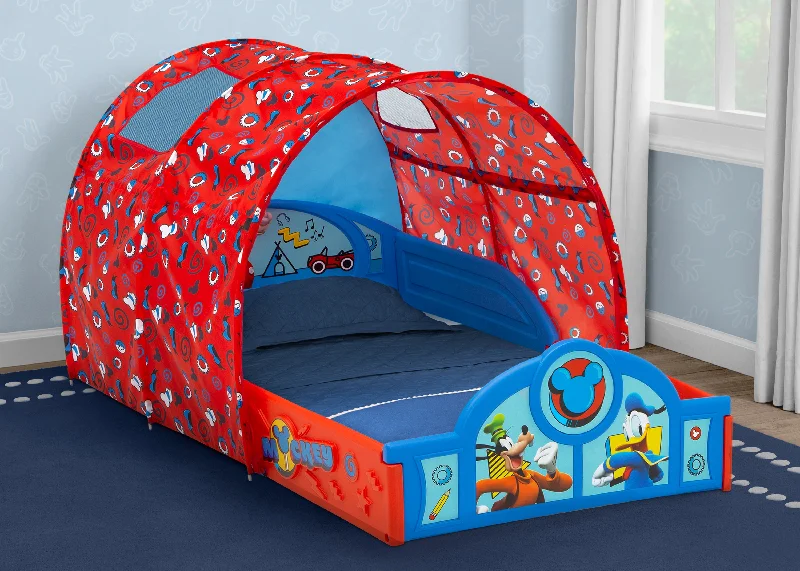 Gel - infused memory foam mattresses for cooler sleepMickey Mouse Sleep and Play Toddler Bed with Tent Gel - infused memory foam mattresses for cooler sleepMickey Mouse Sleep and Play Toddler Bed with Tent