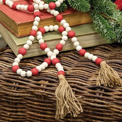 Bed skirts with a contemporary styleRed & Natural Bead Garland 5ft