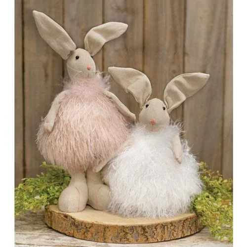 Floral - printed bed skirts for a feminine touchFuzzy White Chubby Sitting Bunny