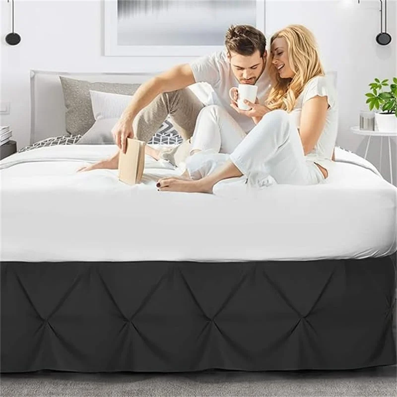 Bed skirts with a bohemian - inspired patternPinch Pleat Bed Skirt