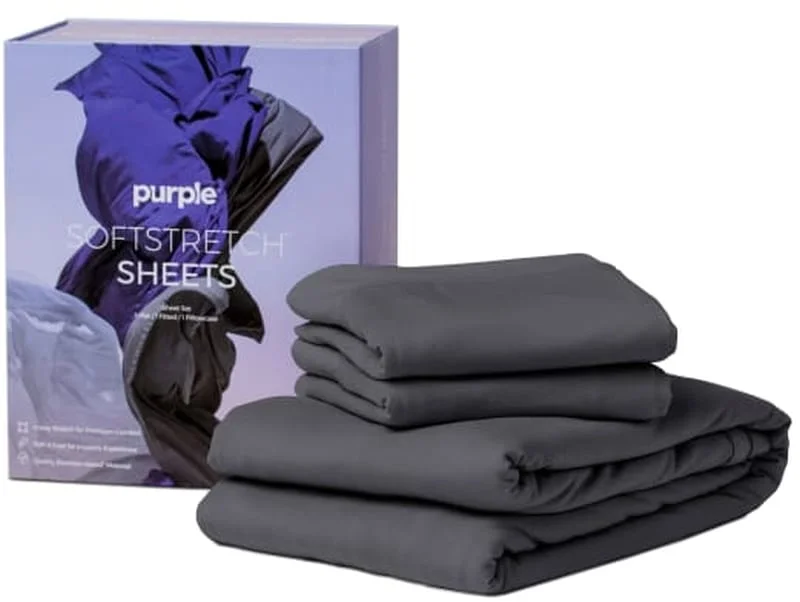 Gel - infused memory foam mattresses for cooler sleepPurple Stormy Grey Soft Stretch Sheets