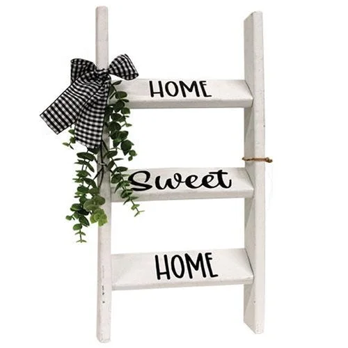 California king bed skirts for a larger bedHome Sweet Home White Wooden Ladder w/Greenery