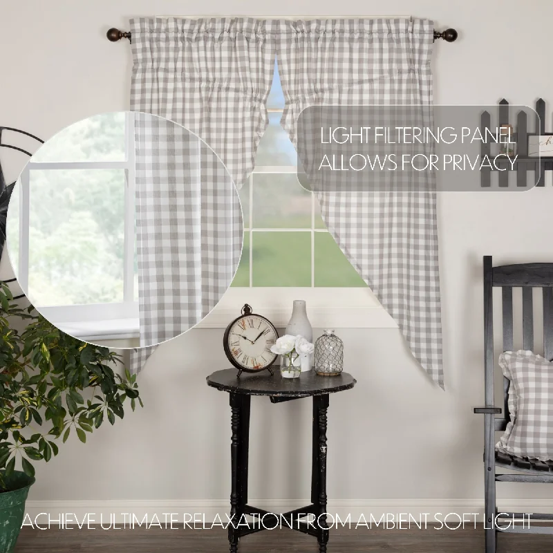 Bed skirts with a tie - back design for adjustabilityAnnie Buffalo Grey Check Prairie Short Panel Set of 2 63x36x18 Bed skirts with a tie - back design for adjustabilityAnnie Buffalo Grey Check Prairie Short Panel Set of 2 63x36x18