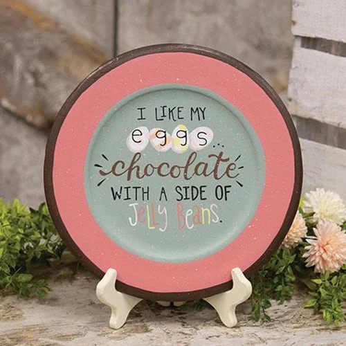 Bed skirts with a retro - style patternI Like My Eggs Chocolate Plate