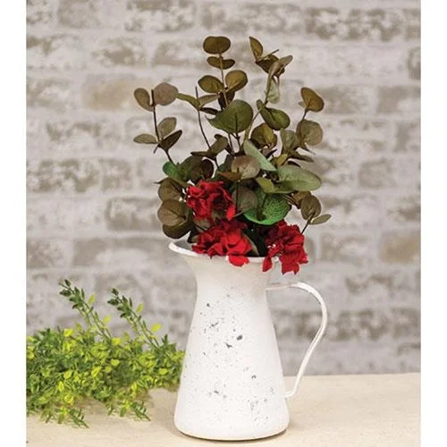 Bed skirts with a retro - style patternRed Flower & Eucalyptus Bush 18"L