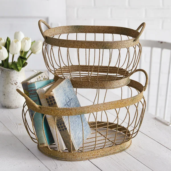 California king bed skirts for a larger bedSet of Two Thornehill Wire Baskets