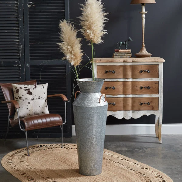 Bed skirts in pastel shades for a delicate lookGalvanized Metal Floor Vase