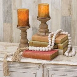 Bed skirts with a scalloped hem for a charming detail*White Washed Bead Tassel Tied Garland