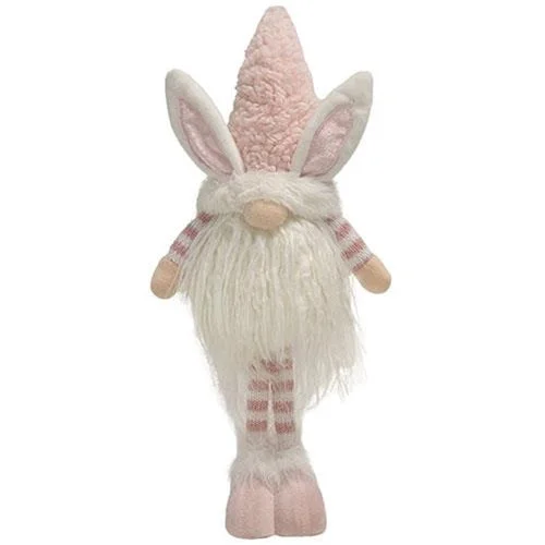 Bed skirts with a satin finish for a shiny appearanceFuzzy Pink Striped Standing Gnome Bunny Bed skirts with a satin finish for a shiny appearanceFuzzy Pink Striped Standing Gnome Bunny