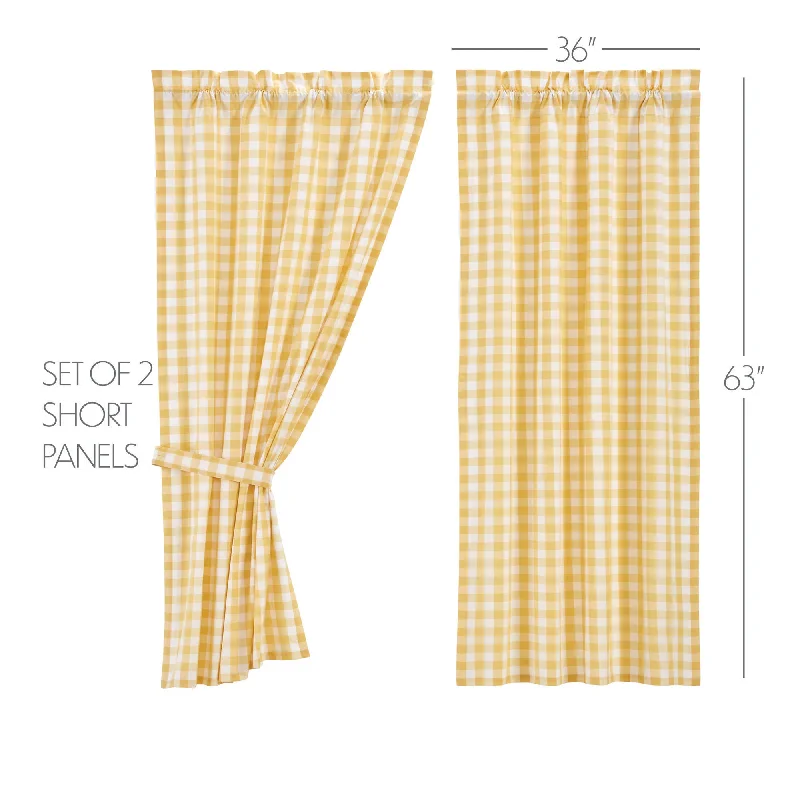 Bed skirts with a ruffled tiered designAnnie Buffalo Yellow Check Short Panel Set of 2 63x36 Bed skirts with a ruffled tiered designAnnie Buffalo Yellow Check Short Panel Set of 2 63x36