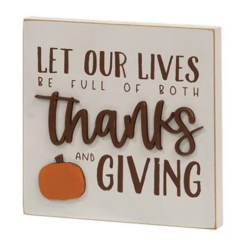 Checkered bed skirts for a classic patternLet Our Lives Be Full of Thanks Square Block Sign