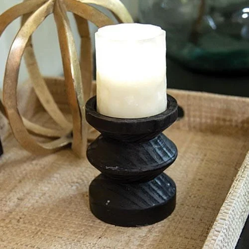 Bed skirts with a eco - friendly materialBlack Wooden Pillar Candle Holder 4.75"