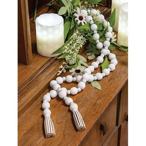 King - size bed skirts in solid colorsLight Blue & White Bead Garland