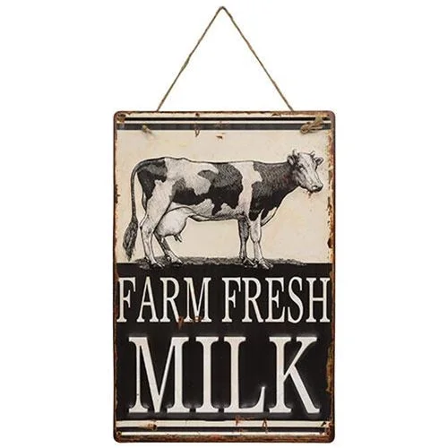 Bed skirts with a high - quality elastic waistbandFarm Fresh Milk Black Hanging Metal Sign