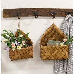 Floral - printed bed skirts for a feminine touch2/Set Natural Chipwood Hanging Baskets