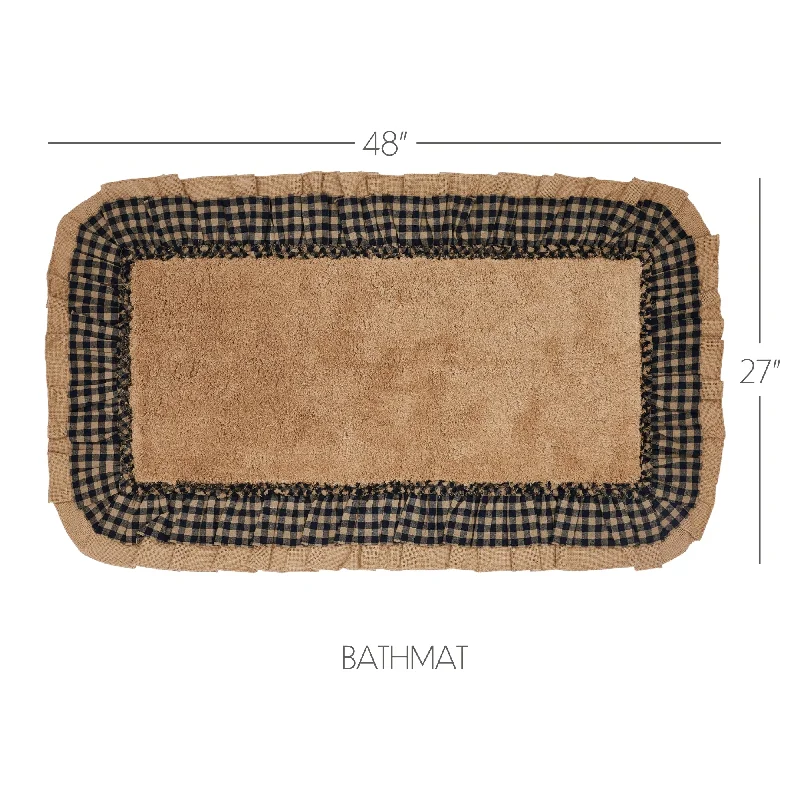 Bed skirts with a lace trim for a romantic touchBurlap Natural w/ Black Check Bathmat 27x48