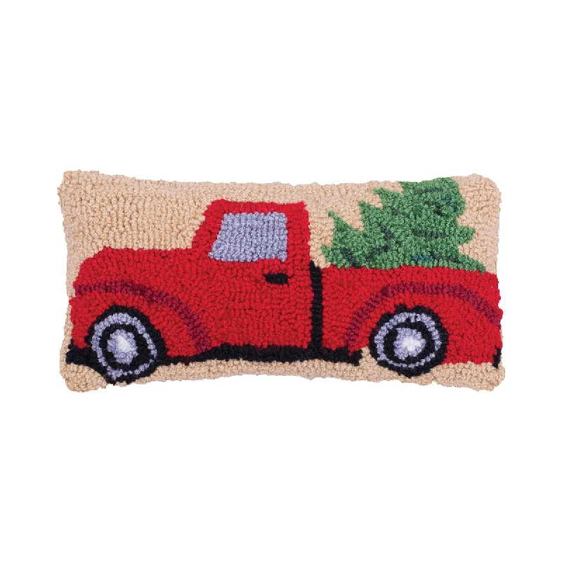 Soft and Fluffy Pillows for Bedroom ComfortChristmas Truck Hooked Mini Pillow
