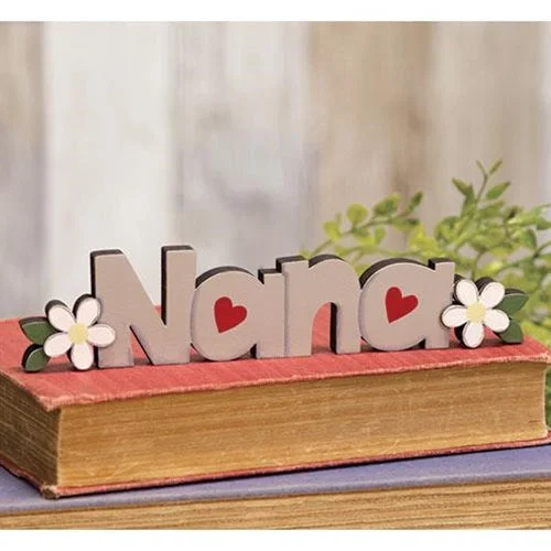 Bed skirts with a bohemian - inspired patternNana Wooden Word Cutout Sitter