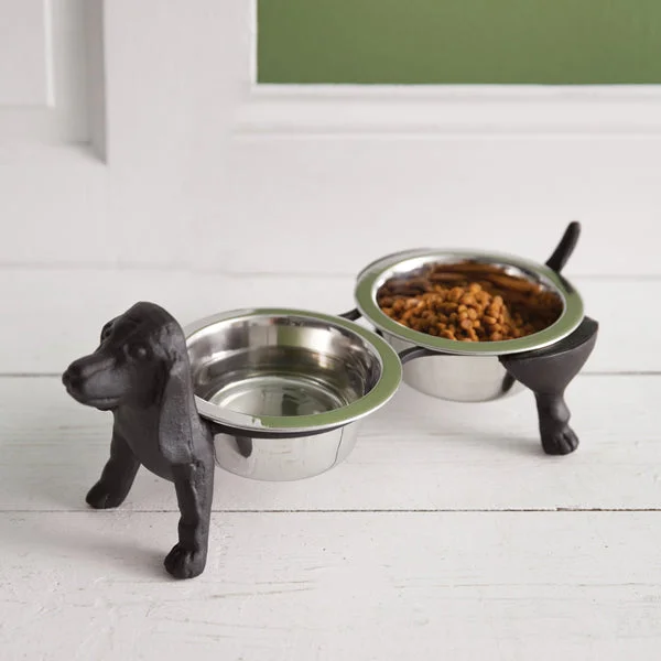 Bed skirts with a geometric print for a modern aestheticCast Iron Dog Feeder