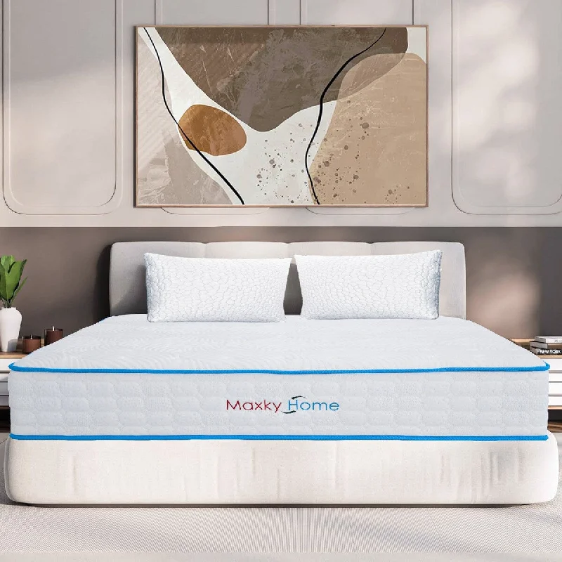 Latex mattresses with natural bounce and breathability10 Inch Queen Mattress with 2-Bonus Memory Foam Pillows, Gel Memory Foam Mattress Bed in a Box, Medium Firm
